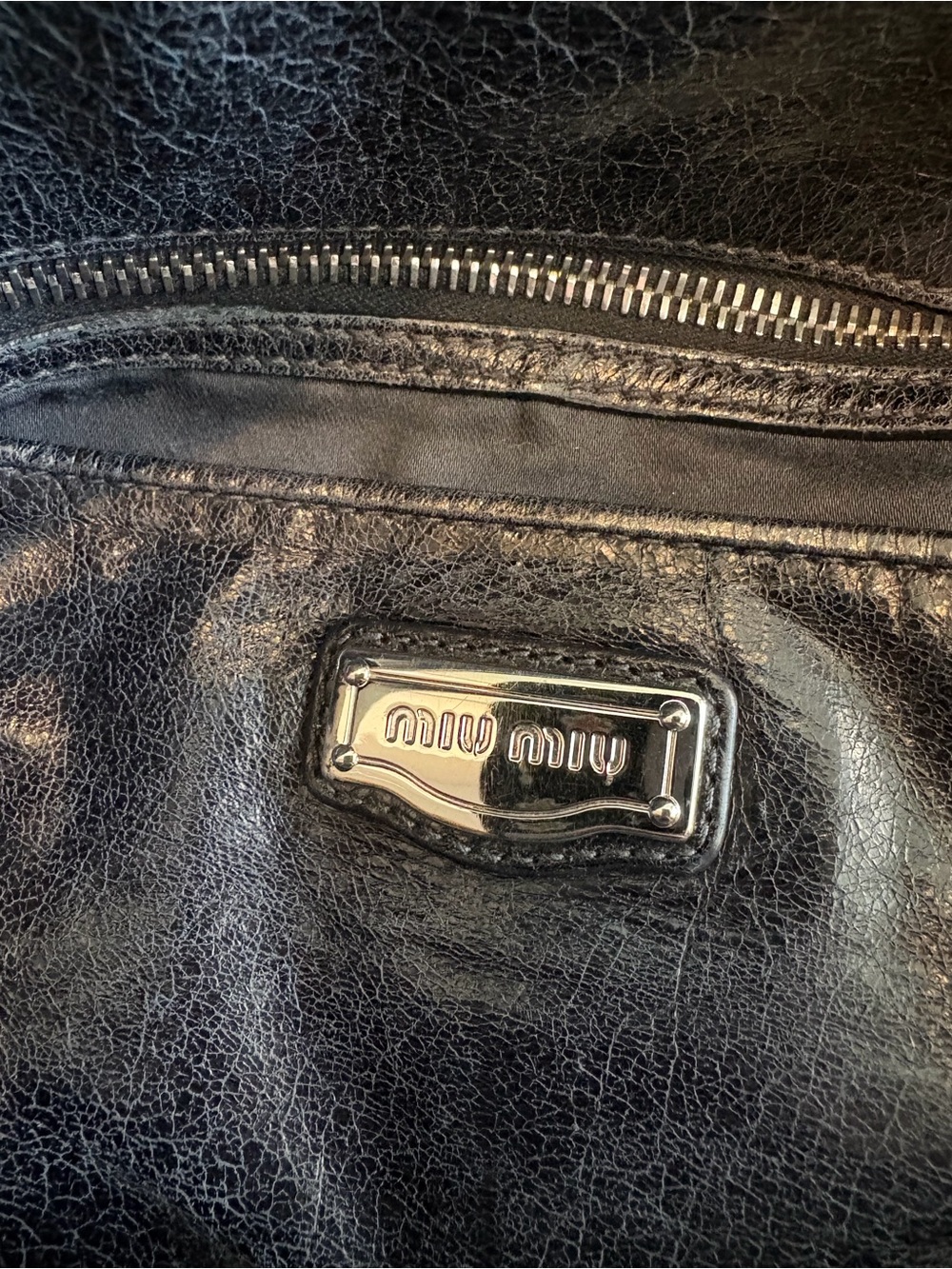 Vintage Miu Miu 2way Aged Black Leather Shoulder Satchel - Picture 7 of 9